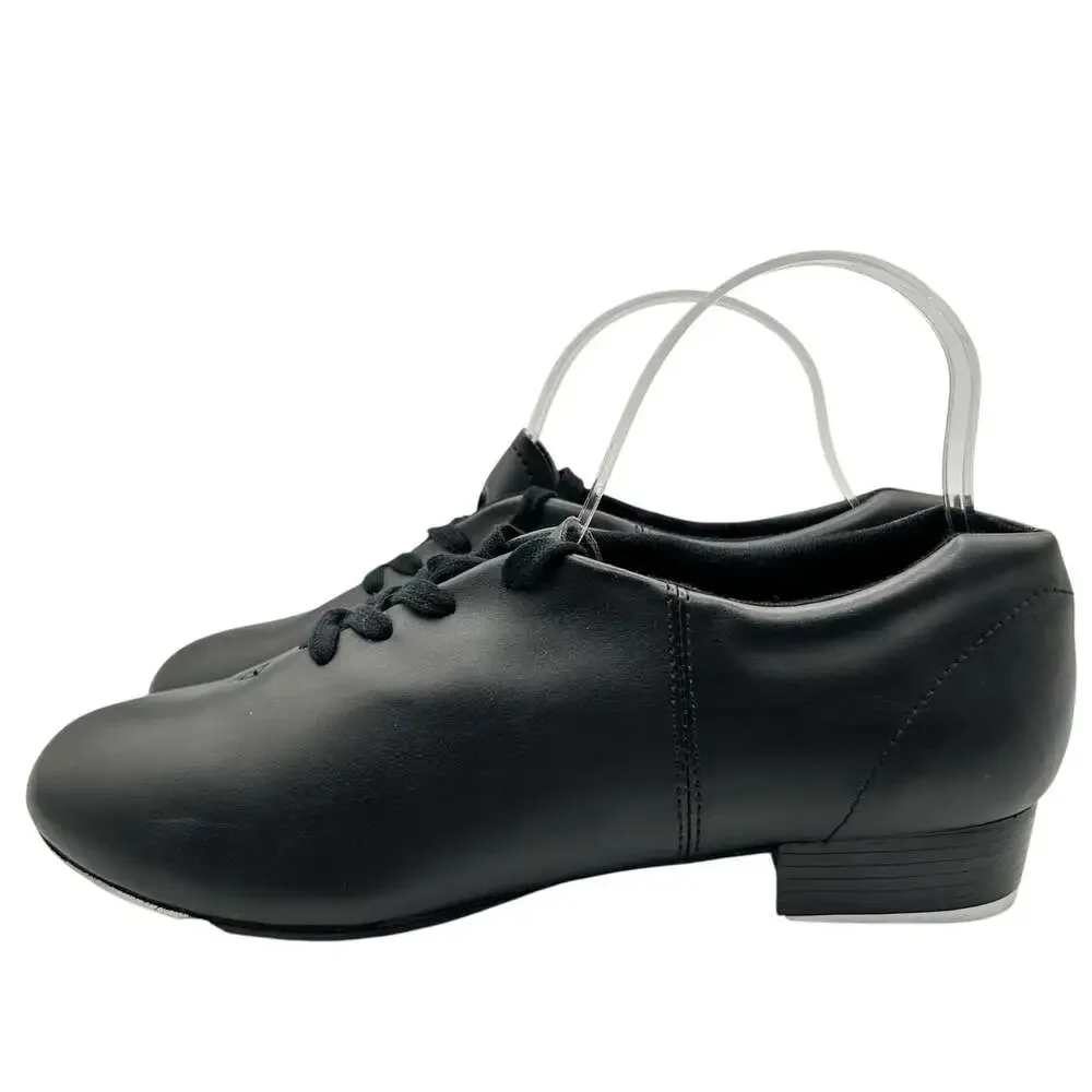 Capezio CG17 Black Leather Lace Up Tap Dance Shoes Women's Size 10 Wide